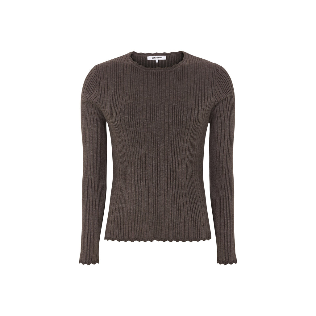 Soft Rebels SRMarla Lace Edge Knit – Coffee Quartz Melange – Ansicht 4