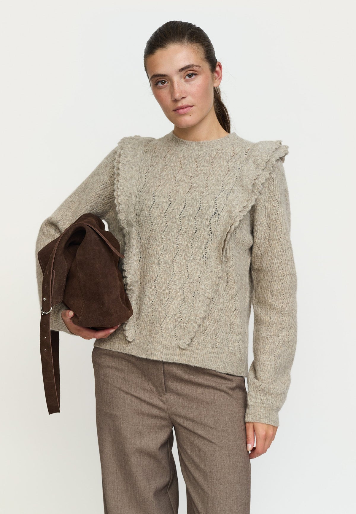 Soft Rebels SRStory Knit – Silver Mink Melange – Ansicht 1