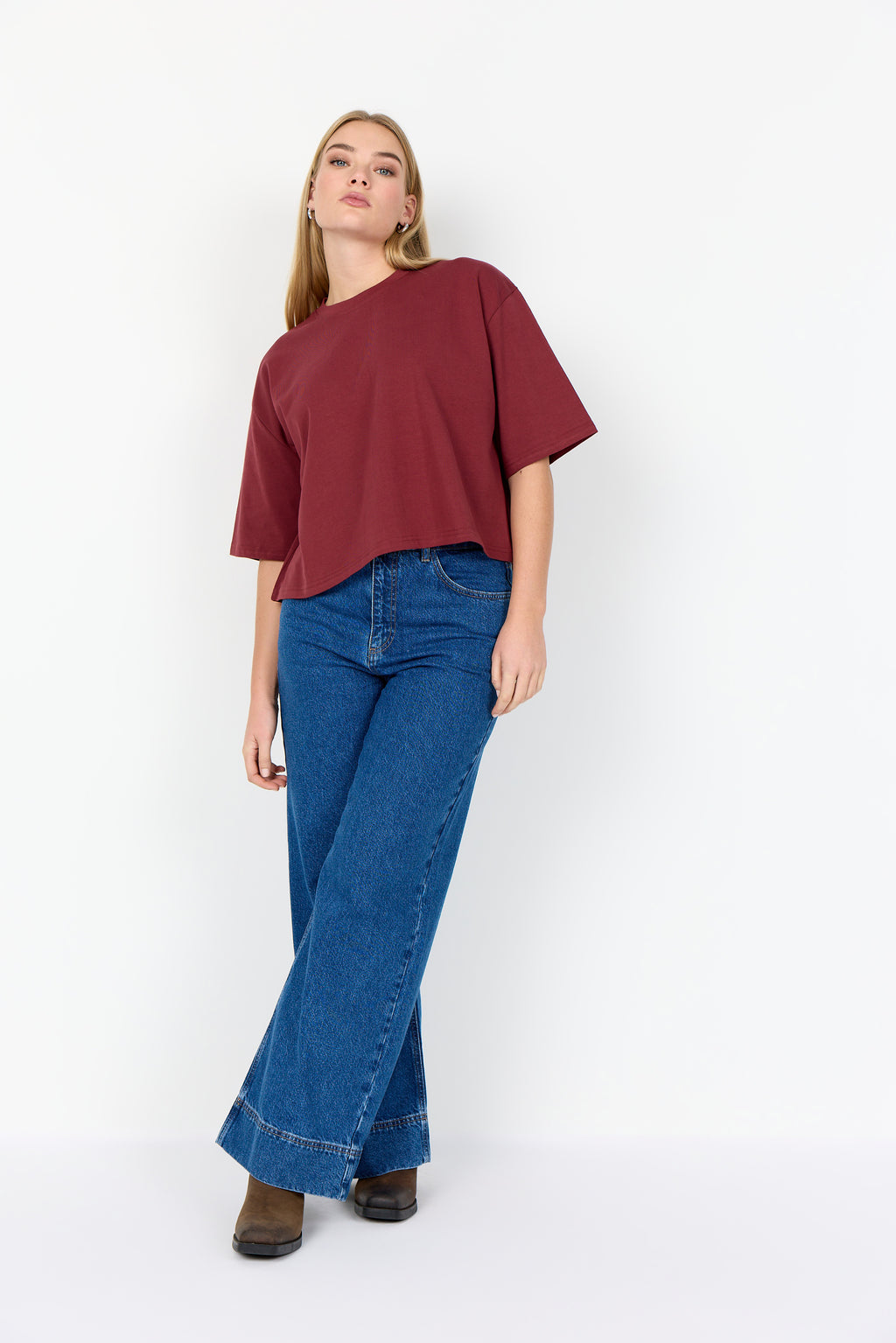 Wasabi Concept Caia Wide-Leg-Jeans – Medium Blue Denim