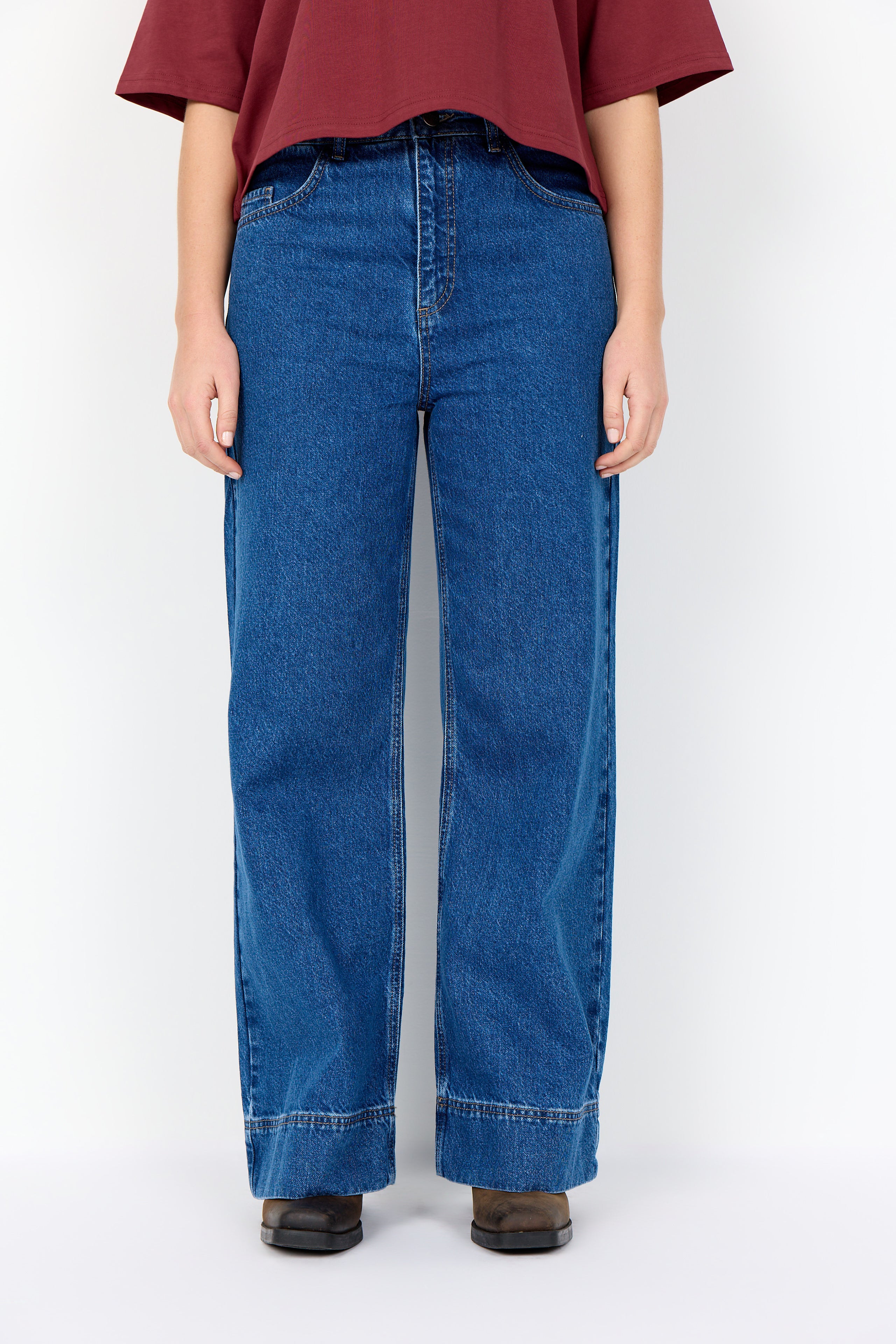 Wasabi Concept Caia Wide-Leg-Jeans – Medium Blue Denim
