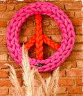 ☮️ Wollà Peace-Kranz aus Merinowolle – Weiß & Pink
