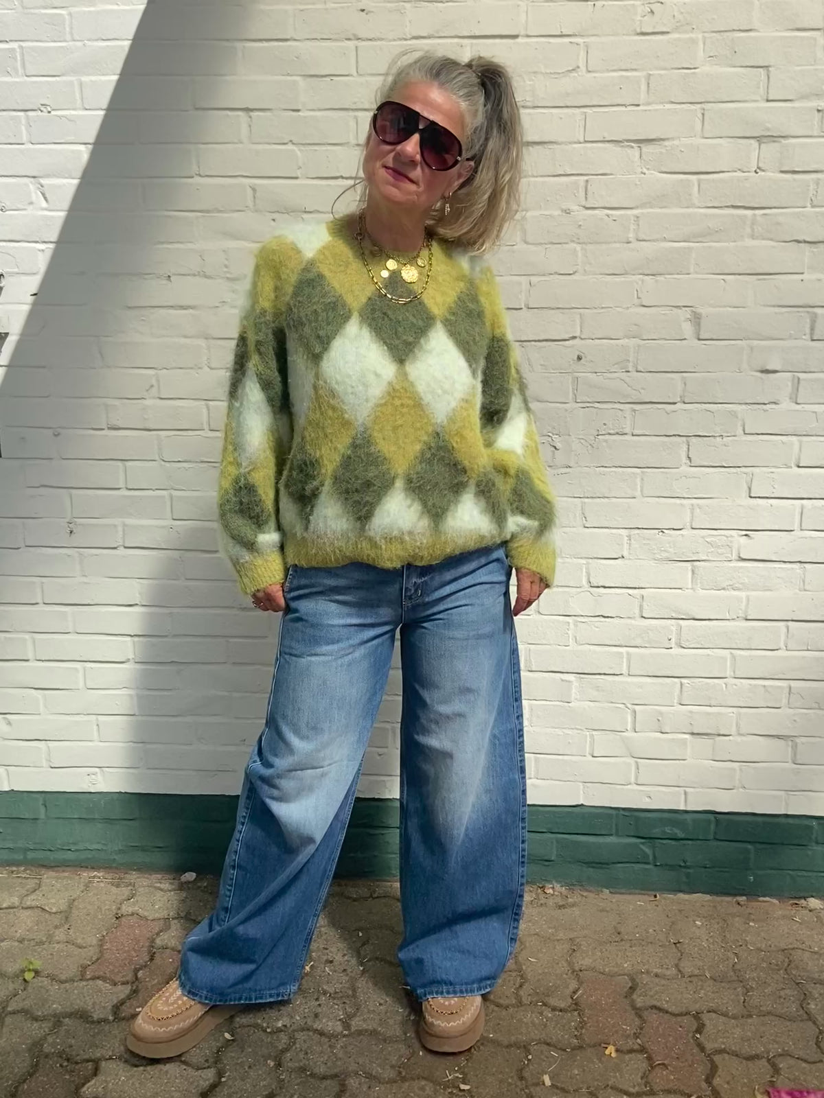 JcSophie Phil Pullover – Limette Argyle